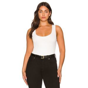 NEW Good American The Feel Good Bodysuit in White Size 2 REVOLVE MSRP $79